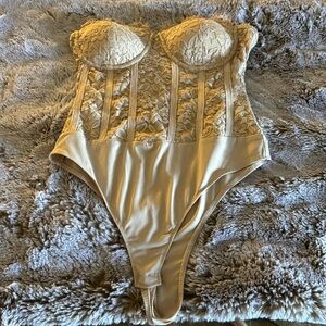 Nude Lace Bustier Bodysuit
